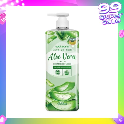 WATSONS Aloe Vera Scented Cream Body Wash (Softening & Moisturising, Dermatologically Tested) 1000ml