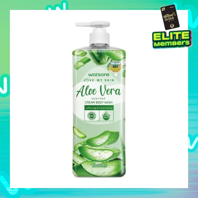 WATSONS Aloe Vera Scented Cream Body Wash (Softening & Moisturising, Dermatologically Tested) 1000ml