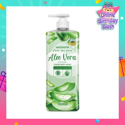 WATSONS Aloe Vera Scented Cream Body Wash (Softening & Moisturising, Dermatologically Tested) 1000ml