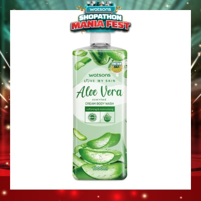 WATSONS - Aloe Vera Scented Cream Body Wash (Softening & Moisturising, Dermatologically Tested) 1000ml