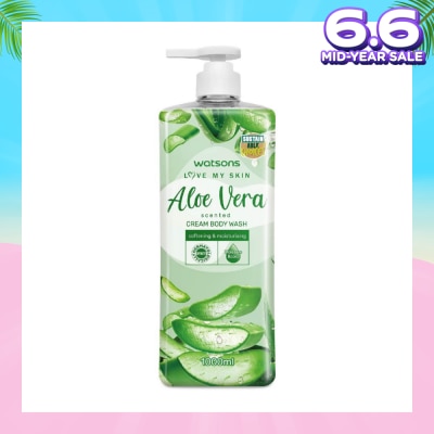 WATSONS Aloe Vera Scented Cream Body Wash (Softening & Moisturising, Dermatologically Tested) 1000ml