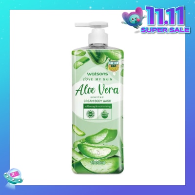 WATSONS Aloe Vera Scented Cream Body Wash (Softening & Moisturising, Dermatologically Tested) 1000ml