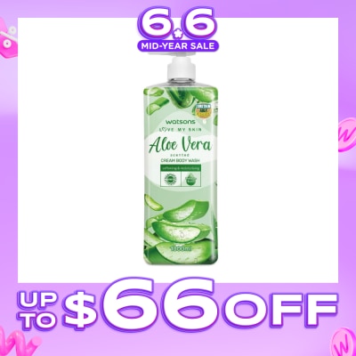 WATSONS - Aloe Vera Scented Cream Body Wash (Softening & Moisturising, Dermatologically Tested) 1000ml
