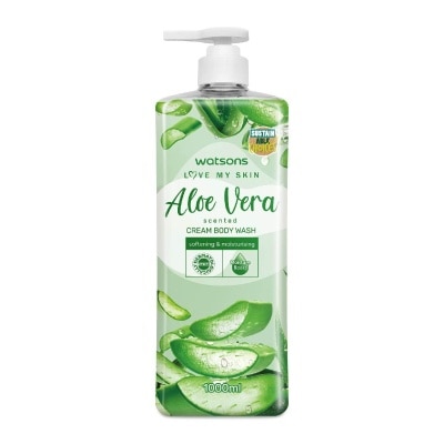 WATSONS Aloe Vera Scented Cream Body Wash (Softening & Moisturising, Dermatologically Tested) 1000ml