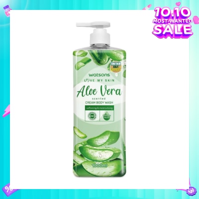 WATSONS Aloe Vera Scented Cream Body Wash (Softening & Moisturising, Dermatologically Tested) 1000ml