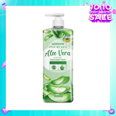 WATSONS Aloe Vera Scented Cream Body Wash (Softening & Moisturising, Dermatologically Tested) 1000ml