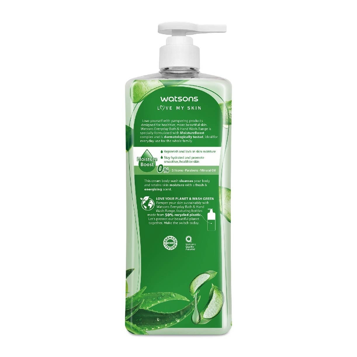 Aloe Vera Scented Cream Body Wash (Softening & Moisturising, Dermatologically Tested) 1000ml