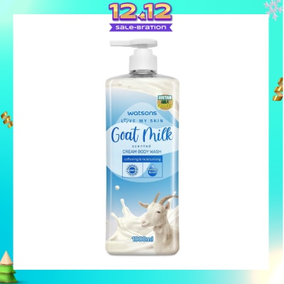 WATSONS Goat Milk Scented Cream Body Wash (Softening And Moisturising, Dermatologically Tested) 1000ml