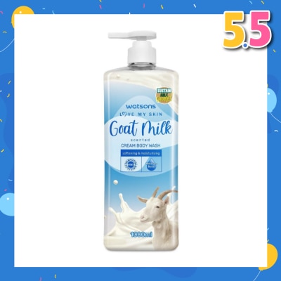 WATSONS Goat Milk Scented Cream Body Wash (Softening And Moisturising, Dermatologically Tested) 1000ml