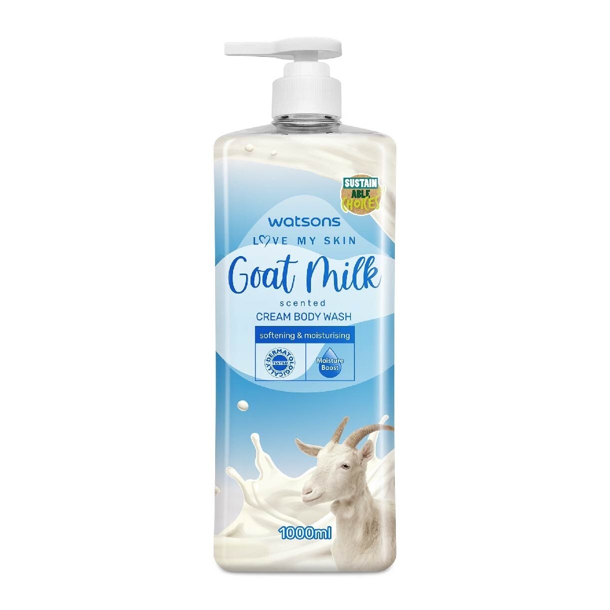 Goat Milk Scented Cream Body Wash (Softening And Moisturising, Dermatologically Tested) 1000ml