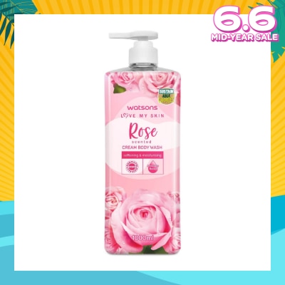 WATSONS Rose Scented Cream Body Wash (Softening And Moisturising, Dermatologically Tested) 1000ml