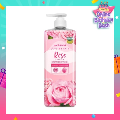 WATSONS Rose Scented Cream Body Wash (Softening And Moisturising, Dermatologically Tested) 1000ml