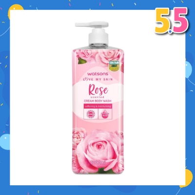 WATSONS Rose Scented Cream Body Wash (Softening And Moisturising, Dermatologically Tested) 1000ml
