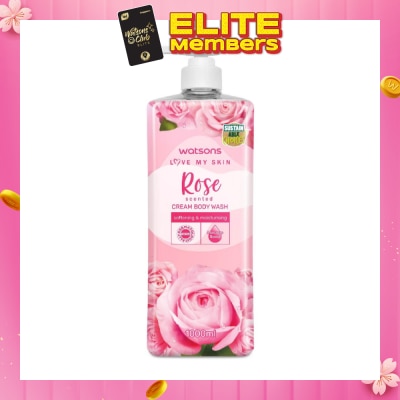 WATSONS Rose Scented Cream Body Wash (Softening And Moisturising, Dermatologically Tested) 1000ml