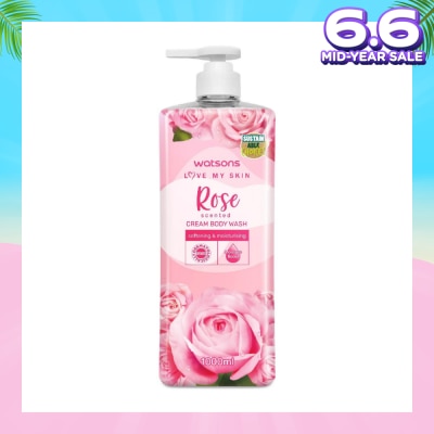 WATSONS Rose Scented Cream Body Wash (Softening And Moisturising, Dermatologically Tested) 1000ml