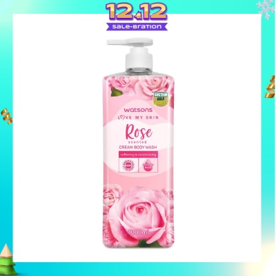 WATSONS Rose Scented Cream Body Wash (Softening And Moisturising, Dermatologically Tested) 1000ml