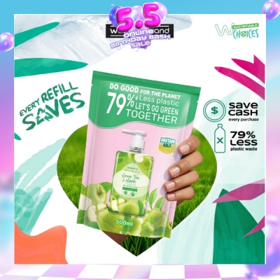 WATSONS - Green Tea & Apple Scented Gel Hand Wash Refill Pack (Softening & Moisturising, Dermatologically Tested) 500ml
