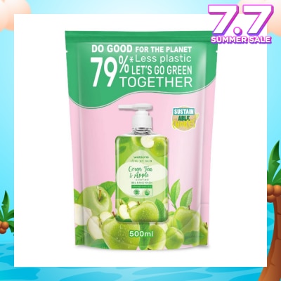 WATSONS Green Tea & Apple Scented Gel Hand Wash Refill Pack (Softening & Moisturising, Dermatologically Tested) 500ml