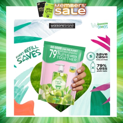 WATSONS - Green Tea & Apple Scented Gel Hand Wash Refill Pack (Softening & Moisturising, Dermatologically Tested) 500ml
