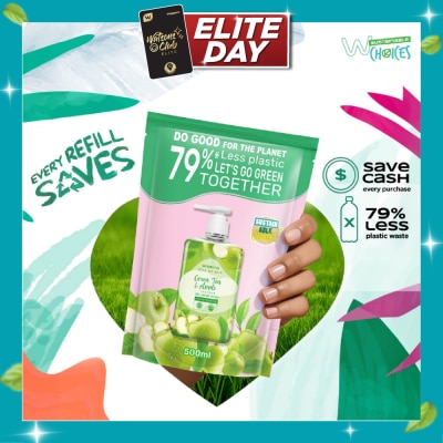 WATSONS Green Tea & Apple Scented Gel Hand Wash Refill Pack (Softening & Moisturising, Dermatologically Tested) 500ml image
