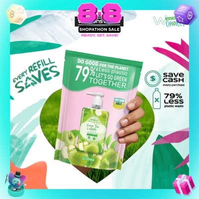 WATSONS - Green Tea & Apple Scented Gel Hand Wash Refill Pack (Softening & Moisturising, Dermatologically Tested) 500ml