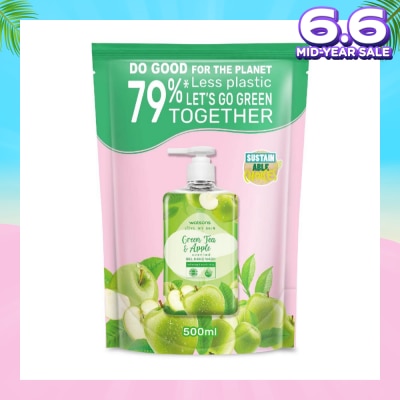 WATSONS Green Tea & Apple Scented Gel Hand Wash Refill Pack (Softening & Moisturising, Dermatologically Tested) 500ml