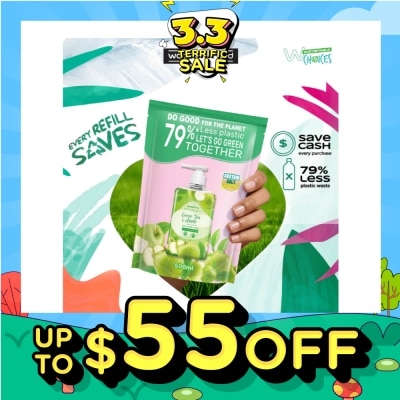 WATSONS Green Tea & Apple Scented Gel Hand Wash Refill Pack (Softening & Moisturising, Dermatologically Tested) 500ml
