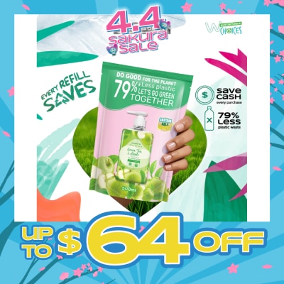 WATSONS - Green Tea & Apple Scented Gel Hand Wash Refill Pack (Softening & Moisturising, Dermatologically Tested) 500ml