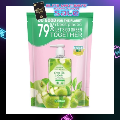 WATSONS Green Tea & Apple Scented Gel Hand Wash Refill Pack (Softening & Moisturising, Dermatologically Tested) 500ml