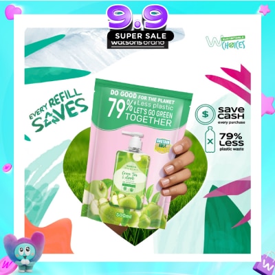 WATSONS - Green Tea & Apple Scented Gel Hand Wash Refill Pack (Softening & Moisturising, Dermatologically Tested) 500ml image