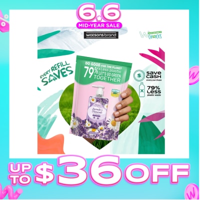 WATSONS - Lavender & Chamomile Scented Gel Hand Wash Refill Pack  (Softening & Moisturising, Dermatologically Tested) 500ml