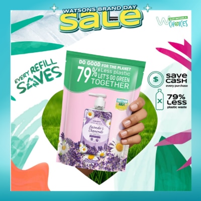WATSONS - Lavender & Chamomile Scented Gel Hand Wash Refill Pack (Softening & Moisturising, Dermatologically Tested) 500ml