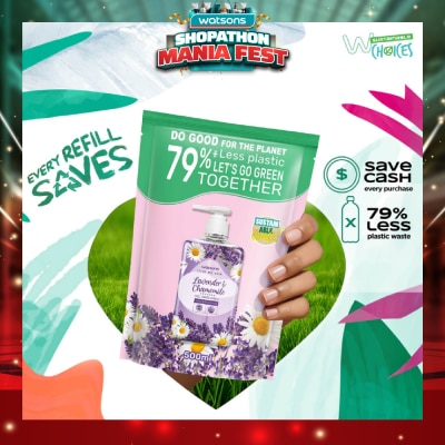 WATSONS - Lavender & Chamomile Scented Gel Hand Wash Refill Pack (Softening & Moisturising, Dermatologically Tested) 500ml