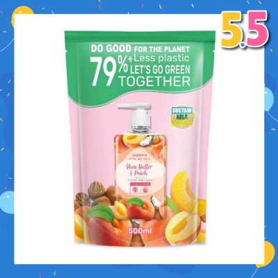 WATSONS Shea Butter & Peach Scented Cream Hand Wash Refill Pack (Softening & Moisturising, Dermatologically Tested) 500ml