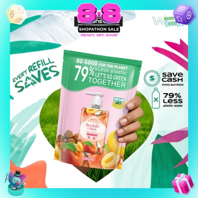 WATSONS - Shea Butter & Peach Scented Cream Hand Wash Refill Pack (Softening & Moisturising, Dermatologically Tested) 500ml