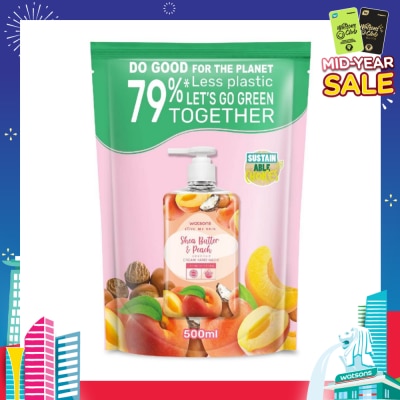 WATSONS Shea Butter & Peach Scented Cream Hand Wash Refill Pack (Softening & Moisturising, Dermatologically Tested) 500ml