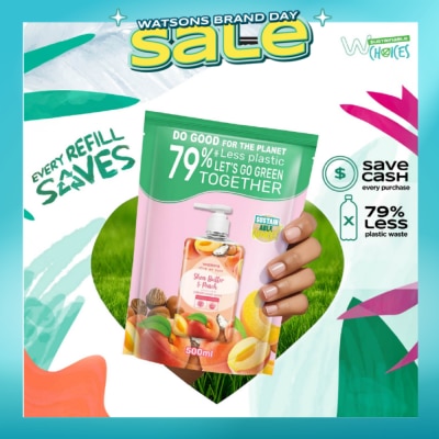 WATSONS - Shea Butter & Peach Scented Cream Hand Wash Refill Pack (Softening & Moisturising, Dermatologically Tested) 500ml
