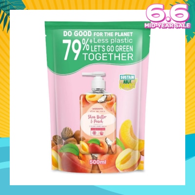 WATSONS Shea Butter & Peach Scented Cream Hand Wash Refill Pack (Softening & Moisturising, Dermatologically Tested) 500ml