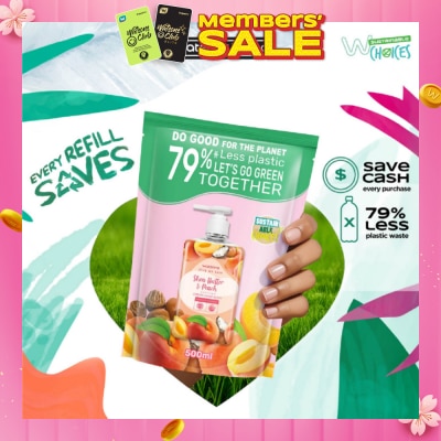 WATSONS Shea Butter & Peach Scented Cream Hand Wash Refill Pack (Softening & Moisturising, Dermatologically Tested) 500ml