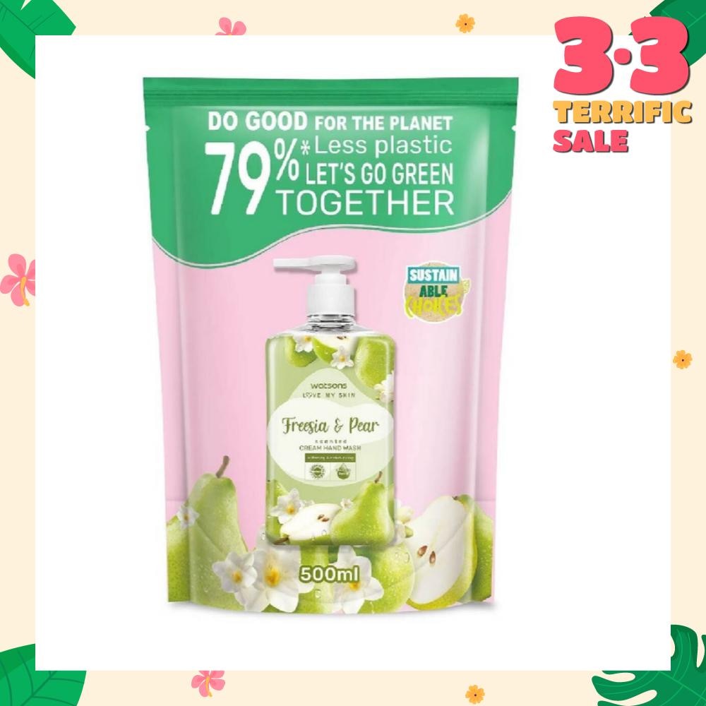 WATSONS Freesia & Pear Scented Cream Hand Wash Refill Pack (Softening & Moisturising, Dermatologically Tested) 500ml