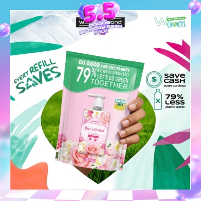 WATSONS - Rose & Orchid Scented Gel Hand Wash (Softening & Moisturising, Dermatologically Tested) Refill Pack 500ml