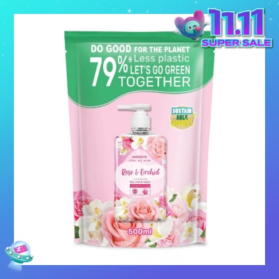 WATSONS Rose & Orchid Scented Gel Hand Wash (Softening & Moisturising, Dermatologically Tested) Refill Pack 500ml
