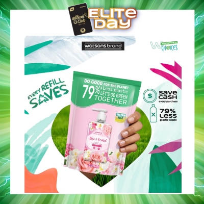 WATSONS - Rose & Orchid Scented Gel Hand Wash (Softening & Moisturising, Dermatologically Tested) Refill Pack 500ml