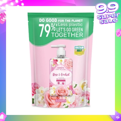 WATSONS Rose & Orchid Scented Gel Hand Wash (Softening & Moisturising, Dermatologically Tested) Refill Pack 500ml