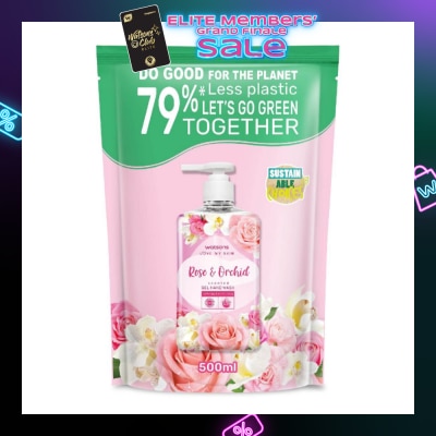 WATSONS Rose & Orchid Scented Gel Hand Wash (Softening & Moisturising, Dermatologically Tested) Refill Pack 500ml