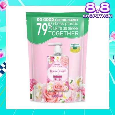 WATSONS Rose & Orchid Scented Gel Hand Wash (Softening & Moisturising, Dermatologically Tested) Refill Pack 500ml