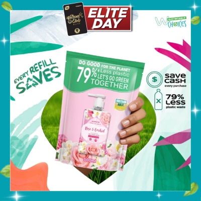 WATSONS Rose & Orchid Scented Gel Hand Wash (Softening & Moisturising, Dermatologically Tested) Refill Pack 500ml image