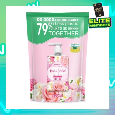 WATSONS Rose & Orchid Scented Gel Hand Wash (Softening & Moisturising, Dermatologically Tested) Refill Pack 500ml