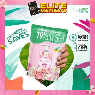 WATSONS Rose & Orchid Scented Gel Hand Wash (Softening & Moisturising, Dermatologically Tested) Refill Pack 500ml