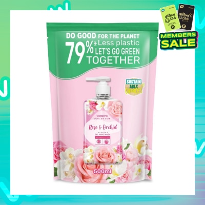 WATSONS Rose & Orchid Scented Gel Hand Wash (Softening & Moisturising, Dermatologically Tested) Refill Pack 500ml
